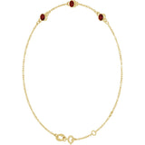 14K Gold Round Natural Mozambique Garnet Bezel-Set Link Bracelet – 25.9x1.7mm - Yellow Gold - view 5
