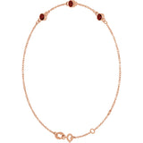 14K Gold Round Natural Mozambique Garnet Bezel-Set Link Bracelet – 25.9x1.7mm - Rose Gold - view 7