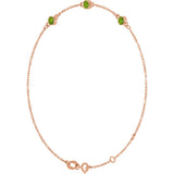 14K Gold Round Natural Peridot Bezel-Set Link Bracelet – 25.9x1.7mm - Rose Gold - view 7