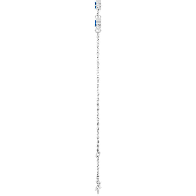 14K Gold Round Lab-Grown Blue Sapphire Bezel-Set Link Bracelet – 25.9x1.7mm - White Gold - view 6