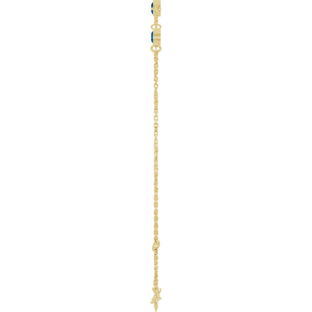 14K Gold Round Lab-Grown Blue Sapphire Bezel-Set Link Bracelet – 25.9x1.7mm - Yellow Gold - view 6