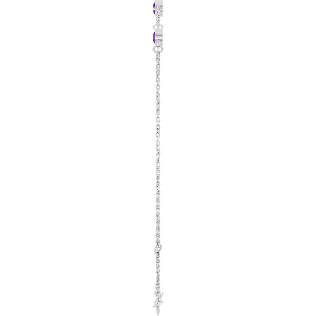 14K Gold Round Natural Amethyst Bezel-Set Link Bracelet – 25.9x1.7mm - White Gold - view 6
