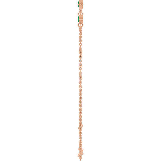 14K Gold Round Lab-Grown Emerald Bezel-Set Link Bracelet – 25.9x1.7mm - Rose Gold - view 8