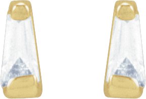 14K Gold Natural Diamond Tapered Baguette Channel-Set Stud Earrings - Yellow Gold - view 2