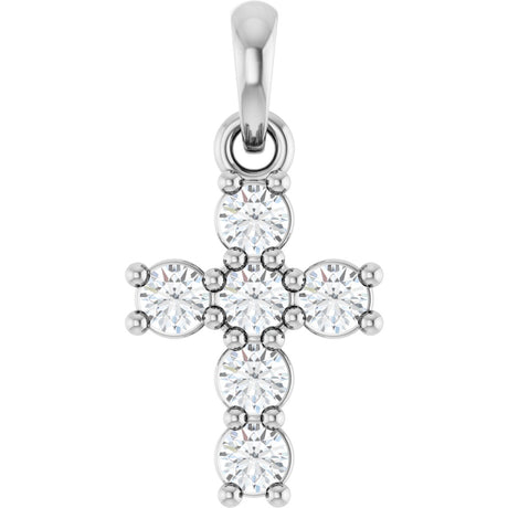 Platinum Round Lab-Grown Diamond Accented Cross Necklace or Pendant – up to 1 5/8 CTW