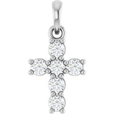 14K Gold Round Natural Diamond Accented Cross Necklace or Pendant – up to 1 1/2 CTW - White Gold