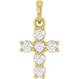 14K Gold Round Natural Diamond Accented Cross Necklace or Pendant – up to 1 1/2 CTW - Yellow Gold