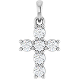 Platinum Round Natural Diamond Accented Cross Necklace or Pendant – up to 1 3/8 CTW