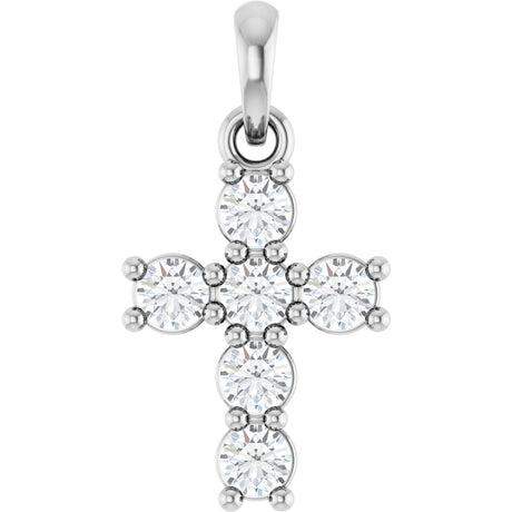 Platinum Round Natural Diamond Accented Cross Necklace or Pendant – up to 1 3/8 CTW