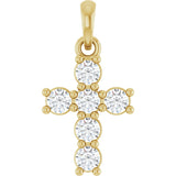 14K Gold Round Lab-Grown Diamond Accented Cross Necklace or Pendant – up to 1 1/2 CTW - Yellow Gold