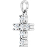 Platinum Round Natural Diamond Accented Cross Necklace or Pendant – up to 1 3/8 CTW - view 2