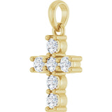 14K Gold Round Natural Diamond Accented Cross Necklace or Pendant – up to 1 1/2 CTW - Yellow Gold - view 2