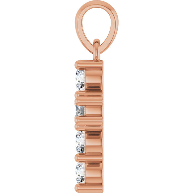 14K Gold Round Natural Diamond Accented Cross Necklace or Pendant – up to 1 1/2 CTW - Rose Gold - view 3