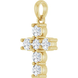 14K Gold Round Lab-Grown Diamond Accented Cross Necklace or Pendant – up to 1 1/2 CTW - Yellow Gold - view 2