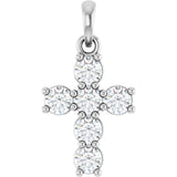 Platinum Round Lab-Grown Diamond Accented Cross Necklace or Pendant – up to 1 5/8 CTW