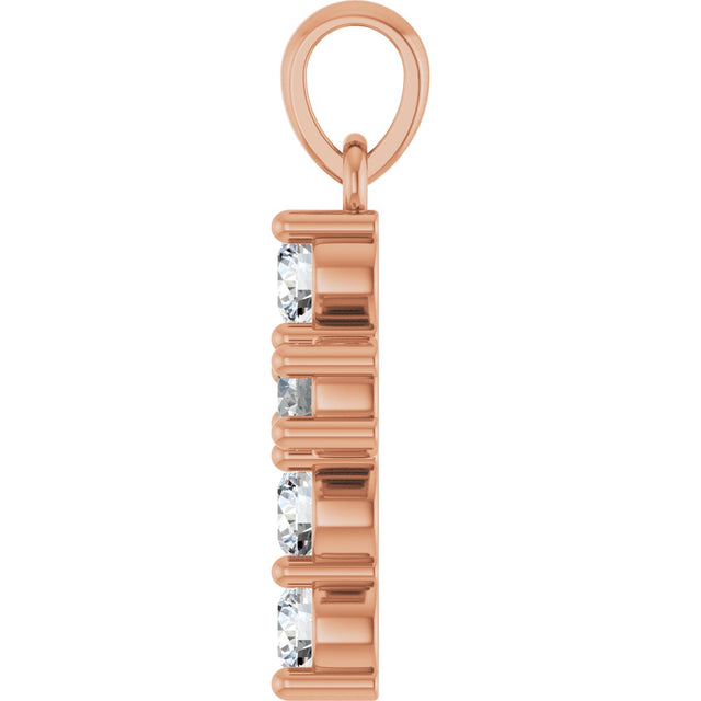 14K Gold Round Natural Diamond Accented Cross Necklace or Pendant – up to 1 1/2 CTW - Rose Gold - view 3