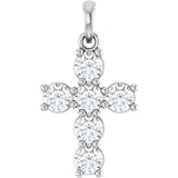 14K Gold Round Natural Diamond Accented Cross Necklace or Pendant – up to 1 1/2 CTW - White Gold