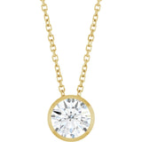 14K Gold Round Lab-Grown Diamond Solitaire Bezel-Set Necklace - Yellow Gold
