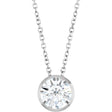 Platinum Round Lab-Grown Diamond Solitaire Bezel-Set Necklace