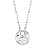 Platinum Round Lab-Grown Diamond Solitaire Bezel-Set Necklace