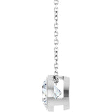14K Gold Round Lab-Grown Diamond Solitaire Bezel-Set Necklace - White Gold - view 3