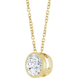 14K Gold Round Lab-Grown Diamond Solitaire Bezel-Set Necklace - Yellow Gold - view 2