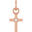 14K Gold Round Natural Diamond Accented Cross Necklace or Pendant – 005 CTW - Rose Gold