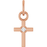 14K Gold Round Natural Diamond Accented Cross Necklace or Pendant – 005 CTW - Rose Gold