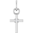 14K Gold Round Natural Diamond Accented Cross Necklace or Pendant – 005 CTW - White Gold