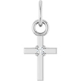 14K Gold Round Natural Diamond Accented Cross Necklace or Pendant – 005 CTW - White Gold