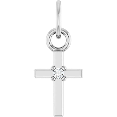 14K Gold Round Natural Diamond Accented Cross Necklace or Pendant – 005 CTW - White Gold