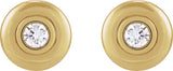 14K Gold Round Lab-Grown Diamond Bezel-Set Puffed Stud Earrings - Yellow Gold - view 2