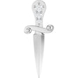 14K Gold Round Natural Diamond Accented Dagger Necklace or Pendant - White Gold
