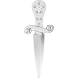 14K Gold Round Natural Diamond Accented Dagger Necklace or Pendant - White Gold