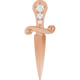 14K Gold Round Natural Diamond Accented Dagger Necklace or Pendant - Rose Gold