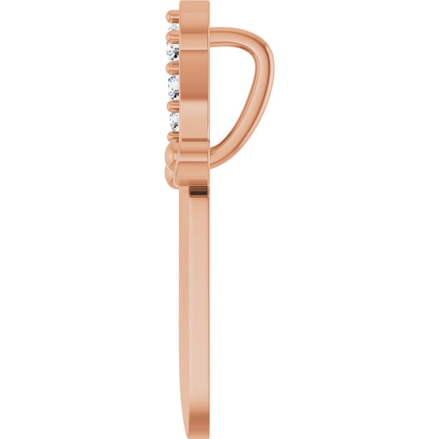 14K Gold Round Natural Diamond Accented Dagger Necklace or Pendant - Rose Gold - view 3