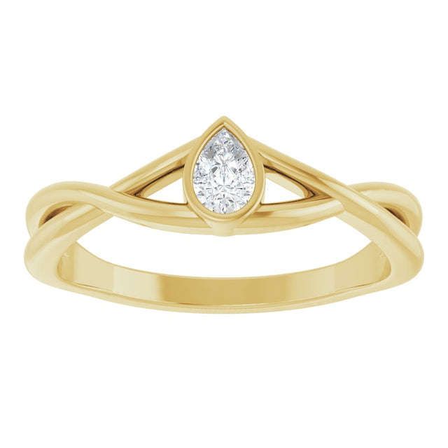 14K Gold Pear Lab-Grown Diamond Bezel-Set Criss-Cross Solitaire Ring - Yellow Gold - view 3