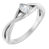14K Gold Pear Lab-Grown Diamond Bezel-Set Criss-Cross Solitaire Ring - White Gold