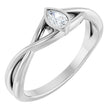 Platinum Pear Natural Diamond Bezel-Set Criss-Cross Solitaire Ring