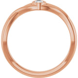 14K Gold Pear Natural Diamond Bezel-Set Criss-Cross Solitaire Ring - Rose Gold - view 2