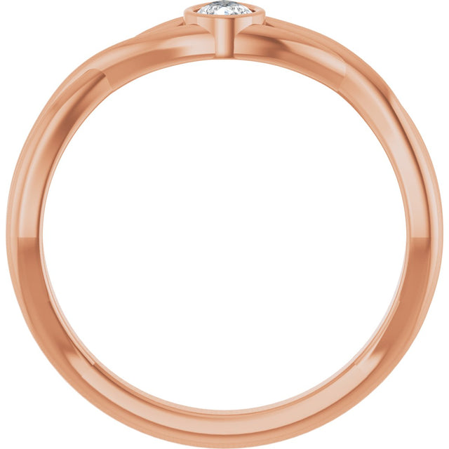 14K Gold Pear Lab-Grown Diamond Bezel-Set Criss-Cross Solitaire Ring - Rose Gold - view 2