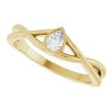 14K Gold Pear Lab-Grown Diamond Bezel-Set Criss-Cross Solitaire Ring - Yellow Gold - view 5