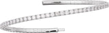 14K Gold Round Natural Diamond Half Accented Flexible Bangle Bracelet - White Gold - view 2
