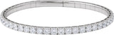 14K Gold Round Lab-Grown Diamond Half Accented Flexible Bangle Bracelet - White Gold