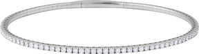14K Gold Round Natural Diamond Fully Accented Flexible Bangle Bracelet - White Gold