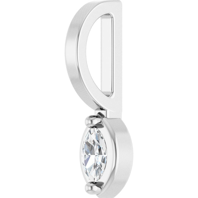 14K Gold Marquise Lab-Grown Diamond Solitaire Pendant - White Gold - view 2