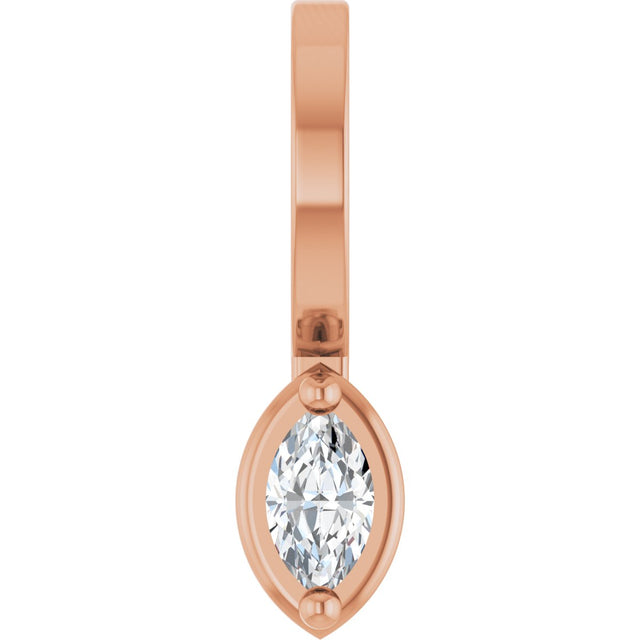 14K Gold Marquise Lab-Grown Diamond Solitaire Pendant - Rose Gold