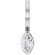 14K Gold Marquise Natural Diamond Solitaire Pendant - White Gold