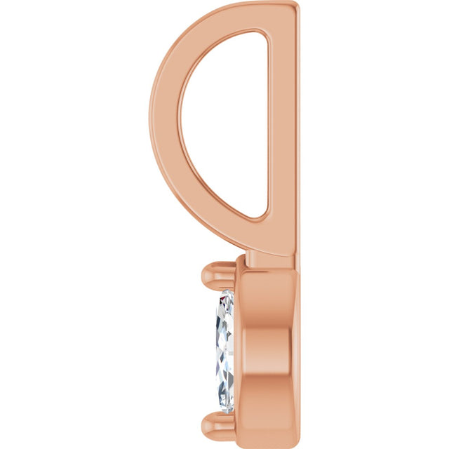 14K Gold Marquise Natural Diamond Solitaire Pendant - Rose Gold - view 3