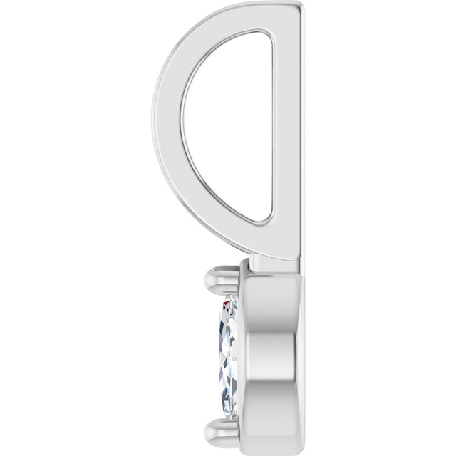 14K Gold Marquise Natural Diamond Solitaire Pendant - White Gold - view 3